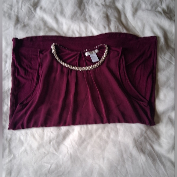 Design History Jewel-Trim Sleeveless Top in Wine - Picture 4 of 9